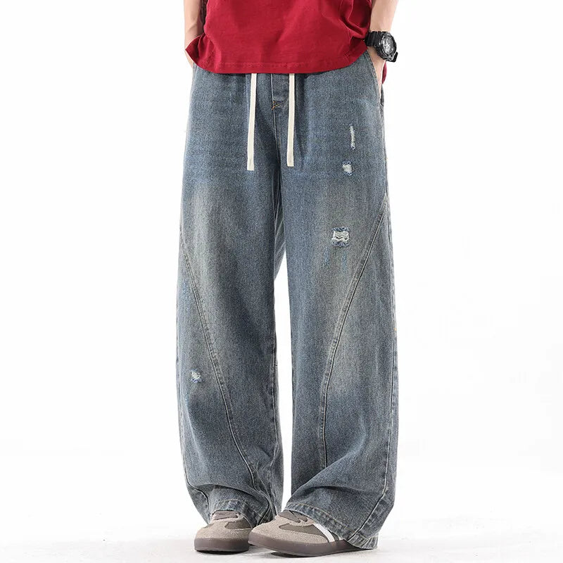 Durable Loose Wide Leg Washed Denim Jeans