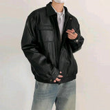 Men's Classic Retro Texture PU Leather Jacket