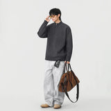 Essential Solid Color Mock Neck Jumper Sweater