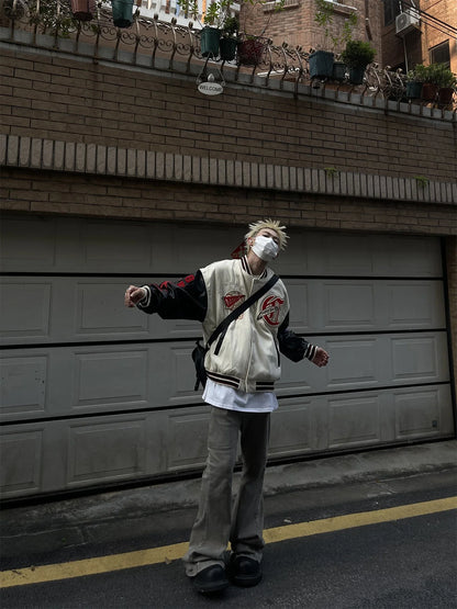 Vintage Embroidered Baseball Patchwork Varsity Jacket