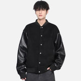 Vintage Patchwork PU Leather Baseball Varsity Jacket