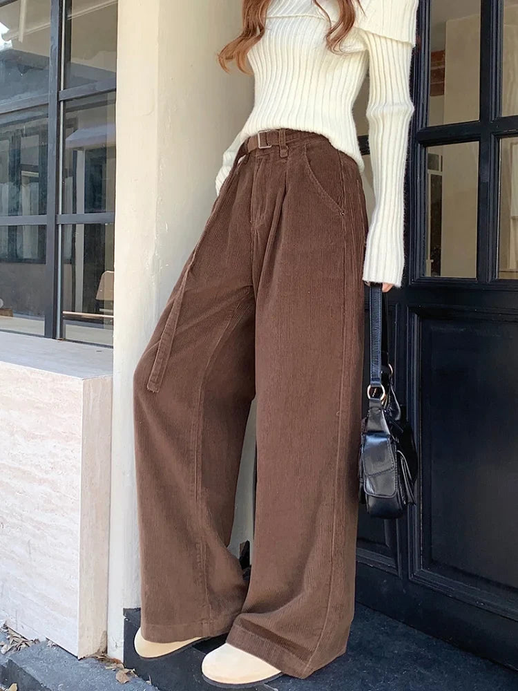 Elegant Cool Corduroy Wide Leg Pants