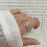 Women Cool Silver Crystal Aircraft Ring