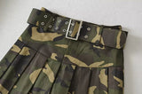 Pleated Camouflage Mini Skirt