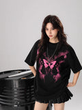 Women Streetwear Butterfly Print Loose Fit T-Shirt