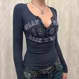 Y2K Rockstar Revival Henley T-Shirt