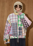 Y2K Color Block Plaid Casual Puffer Jacket