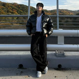 Glossy Stand Collar Cotton Padded Puffer Jacket