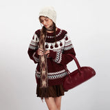 Cozy Soft Fair Isle Knitted Crewneck Sweater