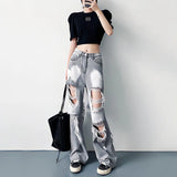 Versatile Straight Ripped Jeans