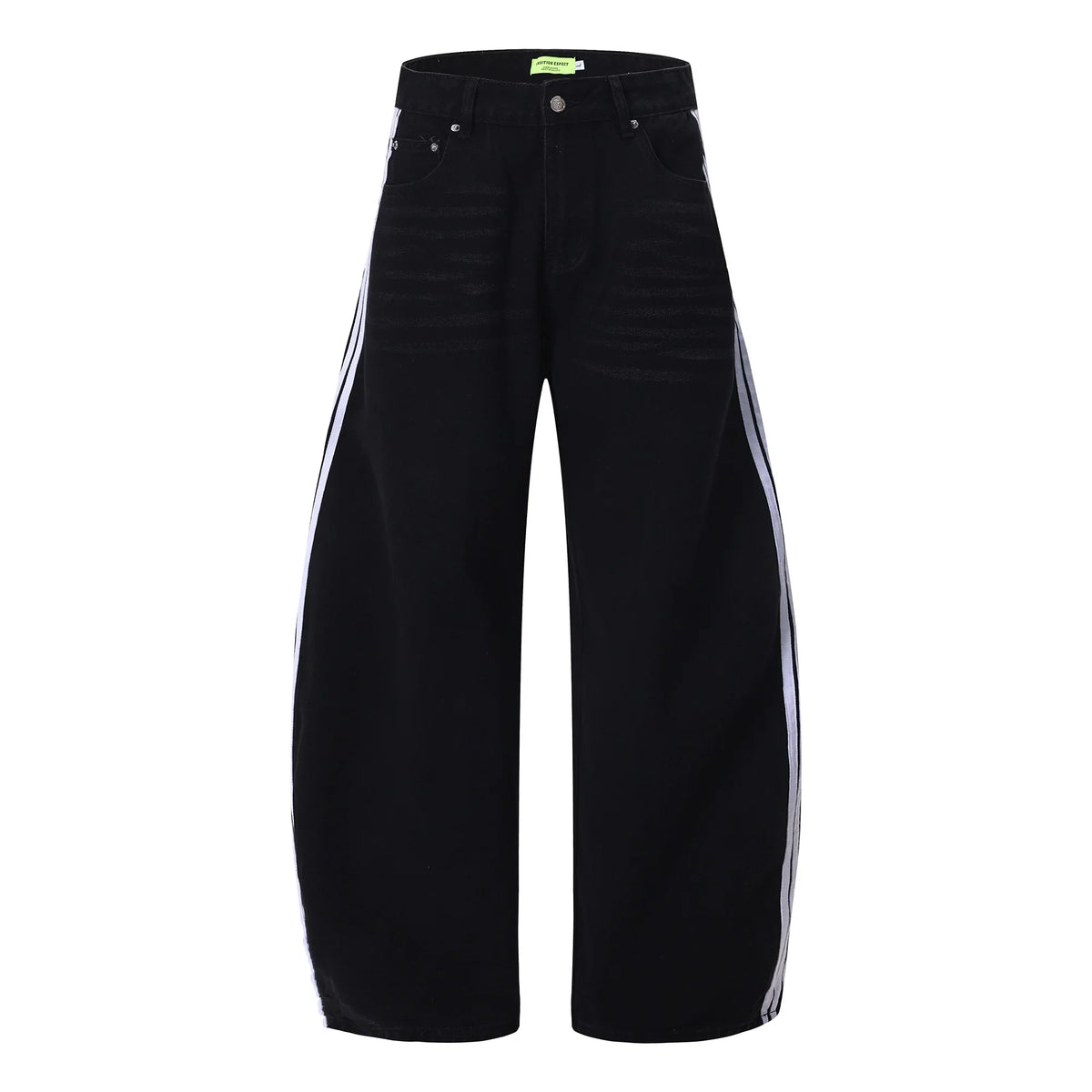 Black Baggy Arc Shaped Vertical Jeans