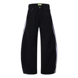 Black Baggy Arc Shaped Vertical Jeans