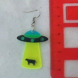 Extraterrestrial Space Acrylic Embossed UFO Earring