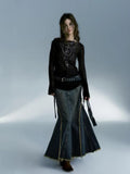 Black Gothic Off-shoulder Long Sleeved Top