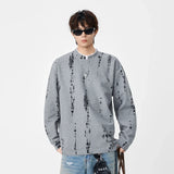 Cozy Distressed Tie Dye Crew Neck Sweatshirt