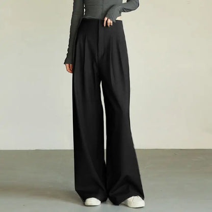 Classic Comfort Draping Effect High Waist Wide Pants
