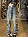 Vintage High Street Star Embroidery Denim Jeans