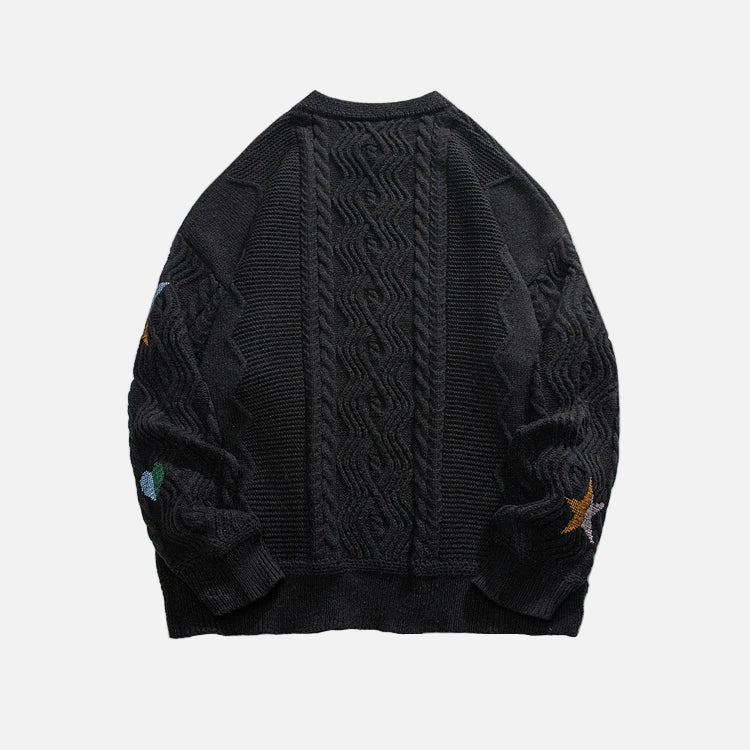 Y2K Cozy Printed Round Neck Knit Sweater