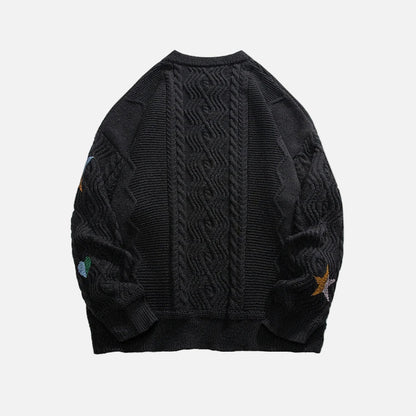 Y2K Cozy Printed Round Neck Knit Sweater