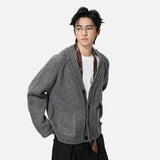 Cozy Contrast Color Wool V-Neck Knit Cardigan