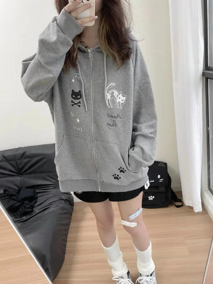 Y2K Kitty Paw Print Hoodie