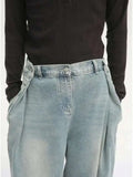 Stylish Splicing Straight Leg Denim Jeans