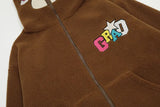 Loose Sleepy Bear Ears Fleece Jacket