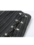 Pleated Striped Skirt
