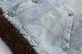 Sherpa Spliced Faux Fur Denim Jacket