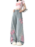 Y2K Butterfly Edge Distressed Jeans