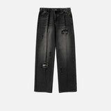 Vintage Flex Waist Patch Ripped Straight Leg Jeans