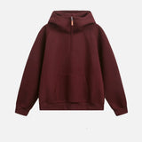 Heavyweight Ribbed Solid Color Half Zip Hoodie