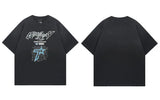 Fashionable Grunge Star Oversized Graphic Print T-Shirt