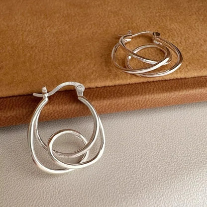 Geometric Irregular Line Sterling Silver Earrings