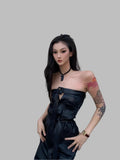 Luxury Black PU Leather Maxi Skirt