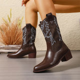 American Vintage Chain-Accent Cowboy Leather Boots