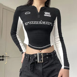 Women Y2K Moto Biker Style Slim T-Shirt