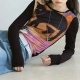 Vintage Gothic Long Sleeve Crop T-Shirt