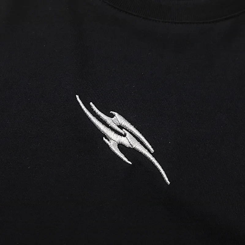Flame Embroidered Patchwork T-Shirt