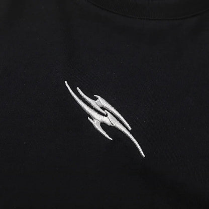 Flame Embroidered Patchwork T-Shirt