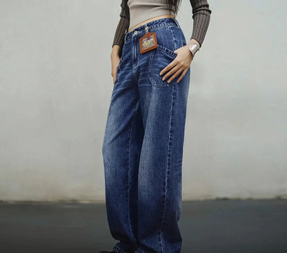 Mid Waist Multipocket Wide Leg Jeans