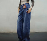 Mid Waist Multipocket Wide Leg Jeans