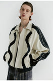 Streetwear Color Block Faux Leather Jacket