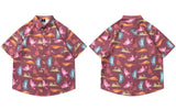 Flattering Funny Cartoon Cat Beach Button Shirt