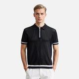Breathable Striped Slim Fit Polo T-Shirt