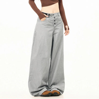 Streetwear Hip Hop Solid Color Belted Pants
