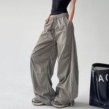 Gray Parachute Letter Embroidery Cargo Pants