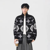 Geometric Pattern Casual Full Zip Cardigan
