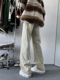 Streetwear American Style High Street Splicing Jeans