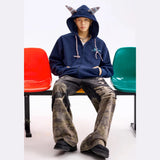 Cute Loose Cat Ear Casual Hooded Sweatshirt